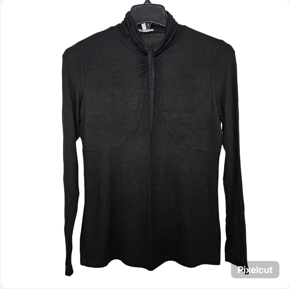 Cable & Gauge black stretch reverse knit viscose long sleeve top size L US